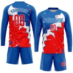 Sublimation Red-White Uniform Soccer Custom Jersey Royal Sublimation Red-White Uniform Soccer Custom Jersey Royal