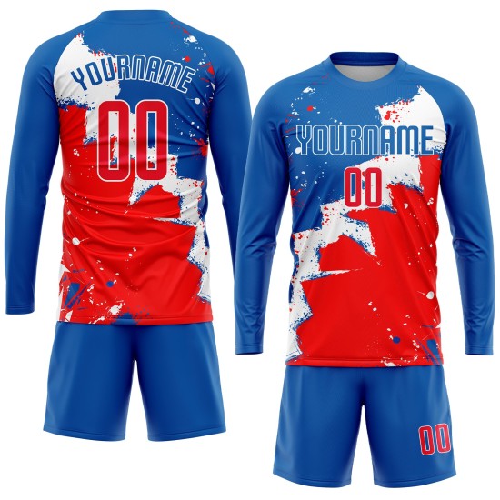 Sublimation Red-White Uniform Soccer Custom Jersey Royal Sublimation Red-White Uniform Soccer Custom Jersey Royal